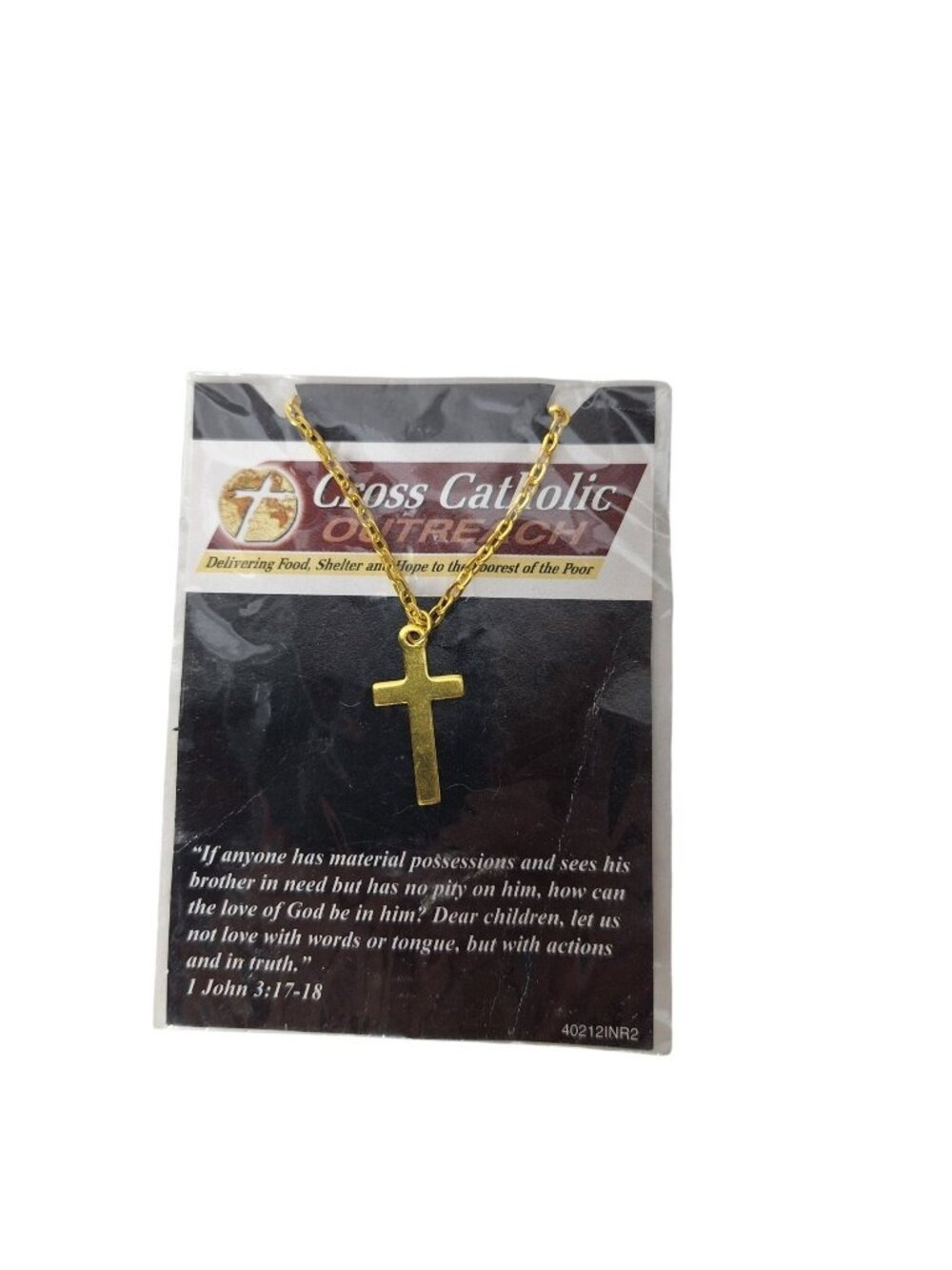 Cross Catholic Outreach Gold Tone Metal Plain Cross Pendant Necklace Religious